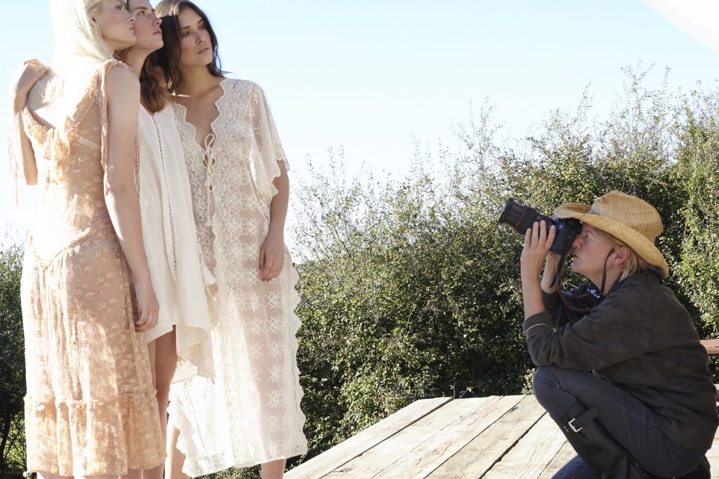 Wendy Carrig and models, on location at Lidham Hill farm in Sussex